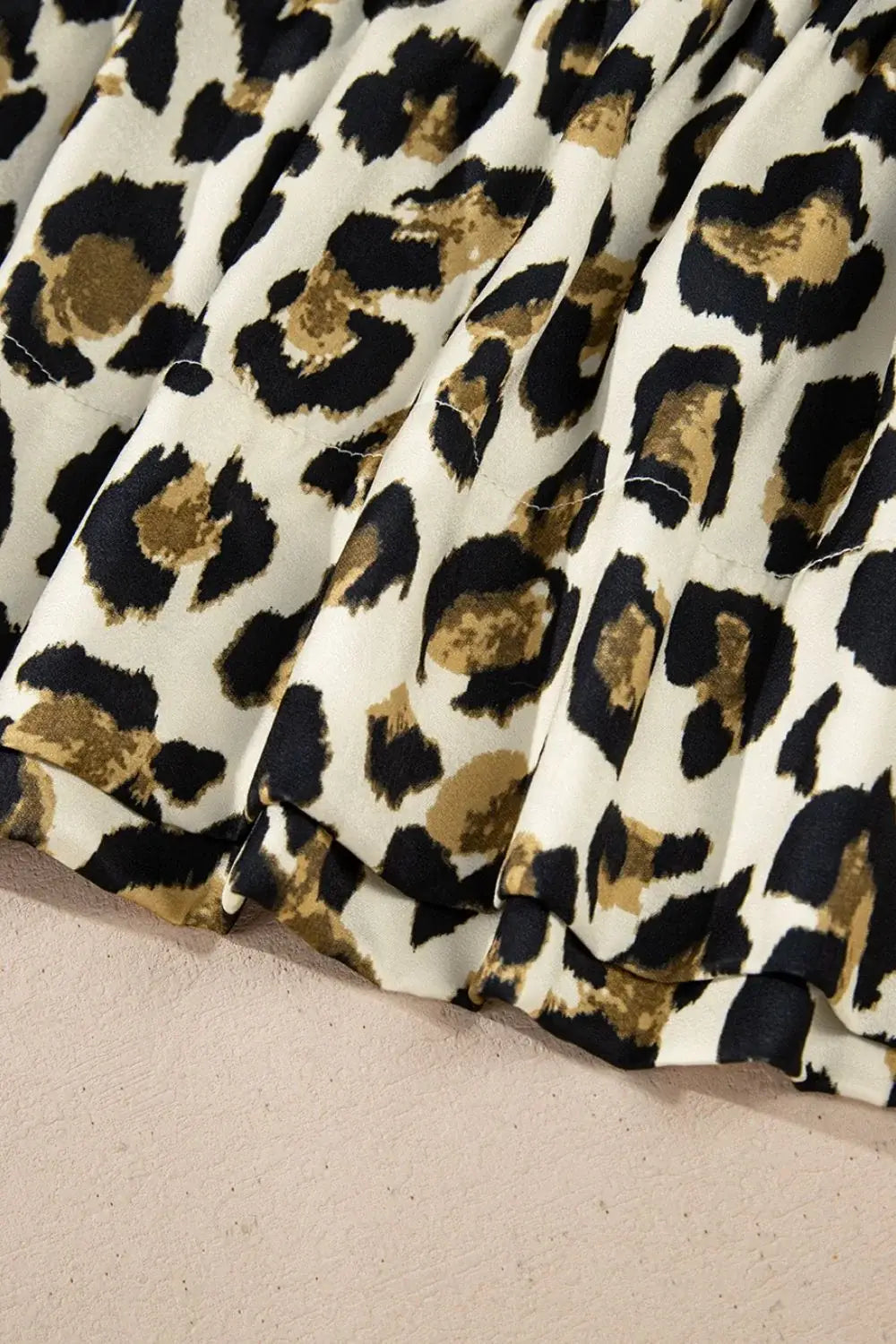 Leopard Bow Tie Front Puff Sleeve Peplum Blouse - Trendsi - Flyclothing LLC