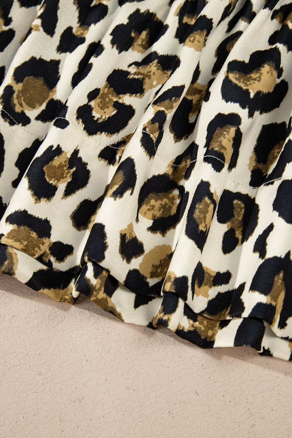 Leopard Bow Tie Front Puff Sleeve Peplum Blouse - Trendsi - Flyclothing LLC