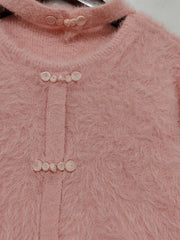 Cutout Knot Button Long Sleeve Cardigan - Trendsi
