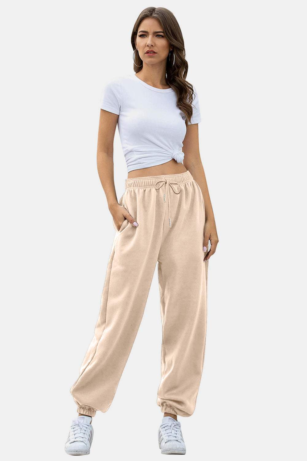 Elastic Waist Joggers with Pockets - Trendsi - Flyclothing LLC