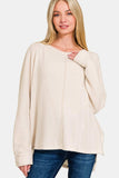 Zenana High-Low Side Slit Round Neck T-Shirt - Trendsi - Flyclothing LLC