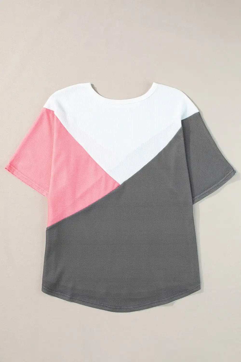 Color Block Round Neck Half Sleeve Top - Trendsi - Flyclothing LLC