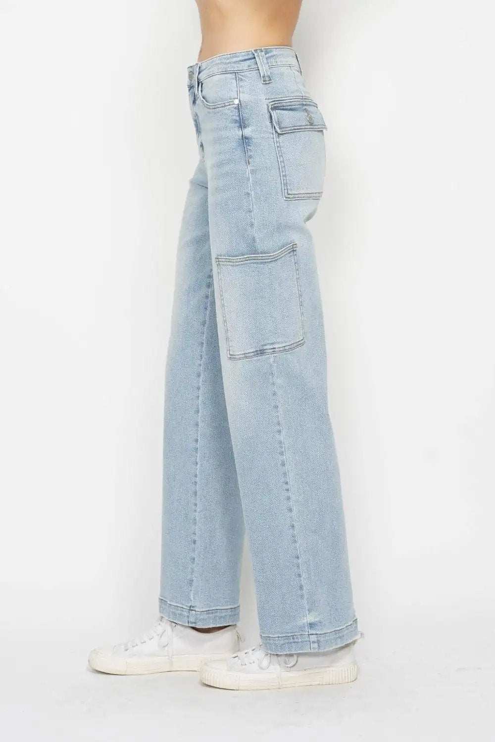 Judy Blue Full Size High Waist Straight Cargo Jeans - Trendsi - Flyclothing LLC