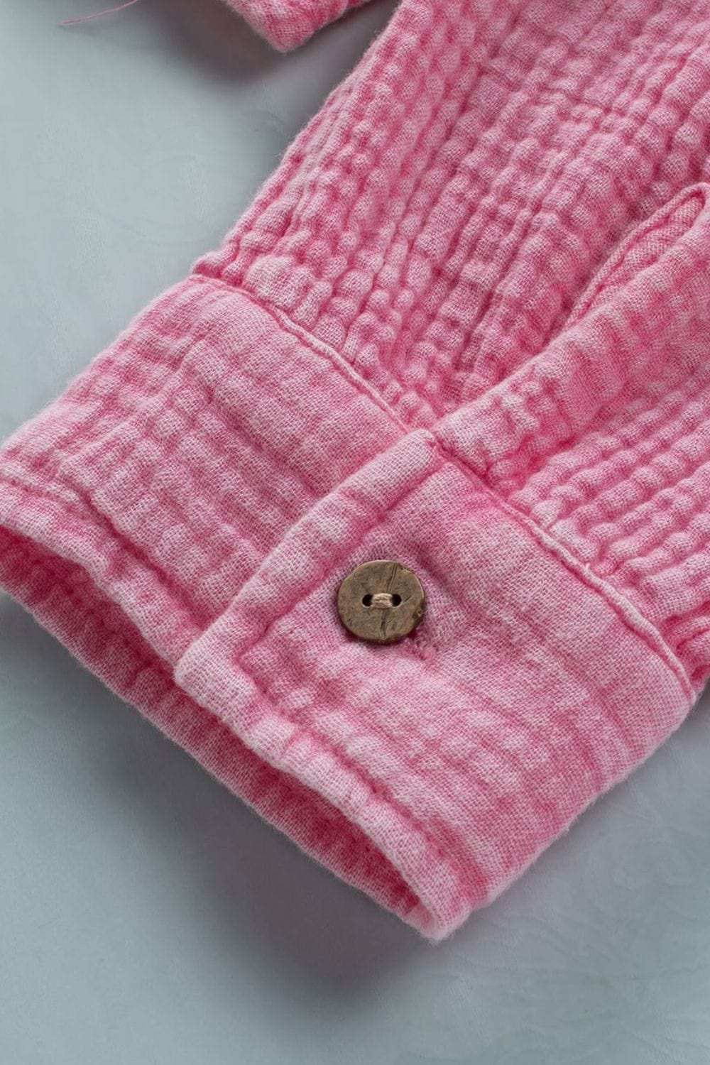 Button Down Collared Neck Long Sleeve Shirt - Trendsi - Flyclothing LLC