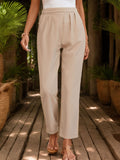 Ruched Half Elastic Waist Pants - Trendsi