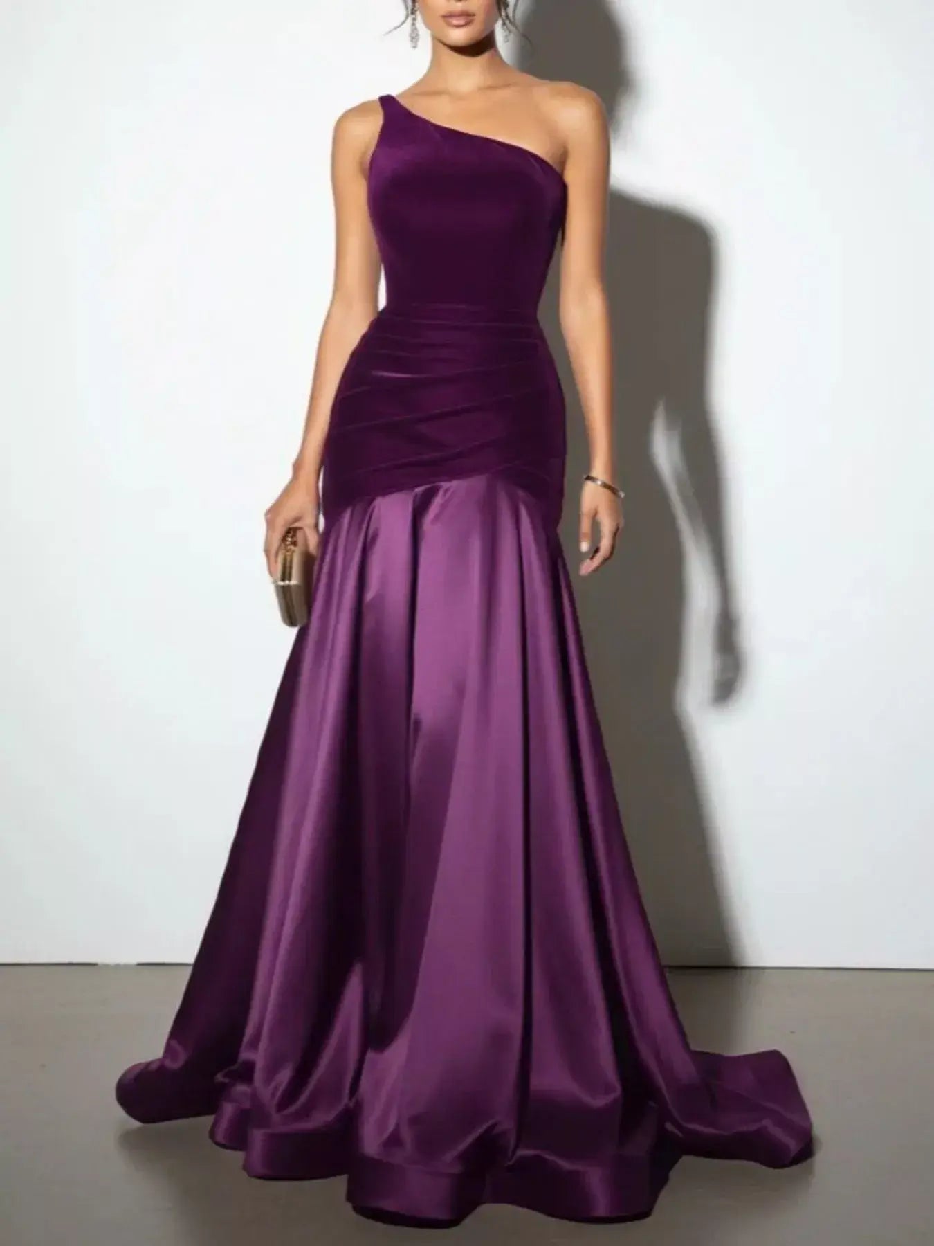 Single Shoulder Floor Length Dress - Trendsi - Flyclothing LLC