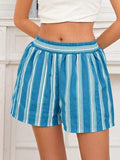 Striped Elastic Waist Shorts - Trendsi - Flyclothing LLC