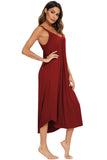 V-Neck Midi Lounge Dress - Trendsi - Flyclothing LLC