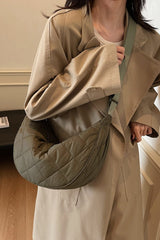 Plaid Quilted Adjustable Strap Crossbody Bag - Trendsi