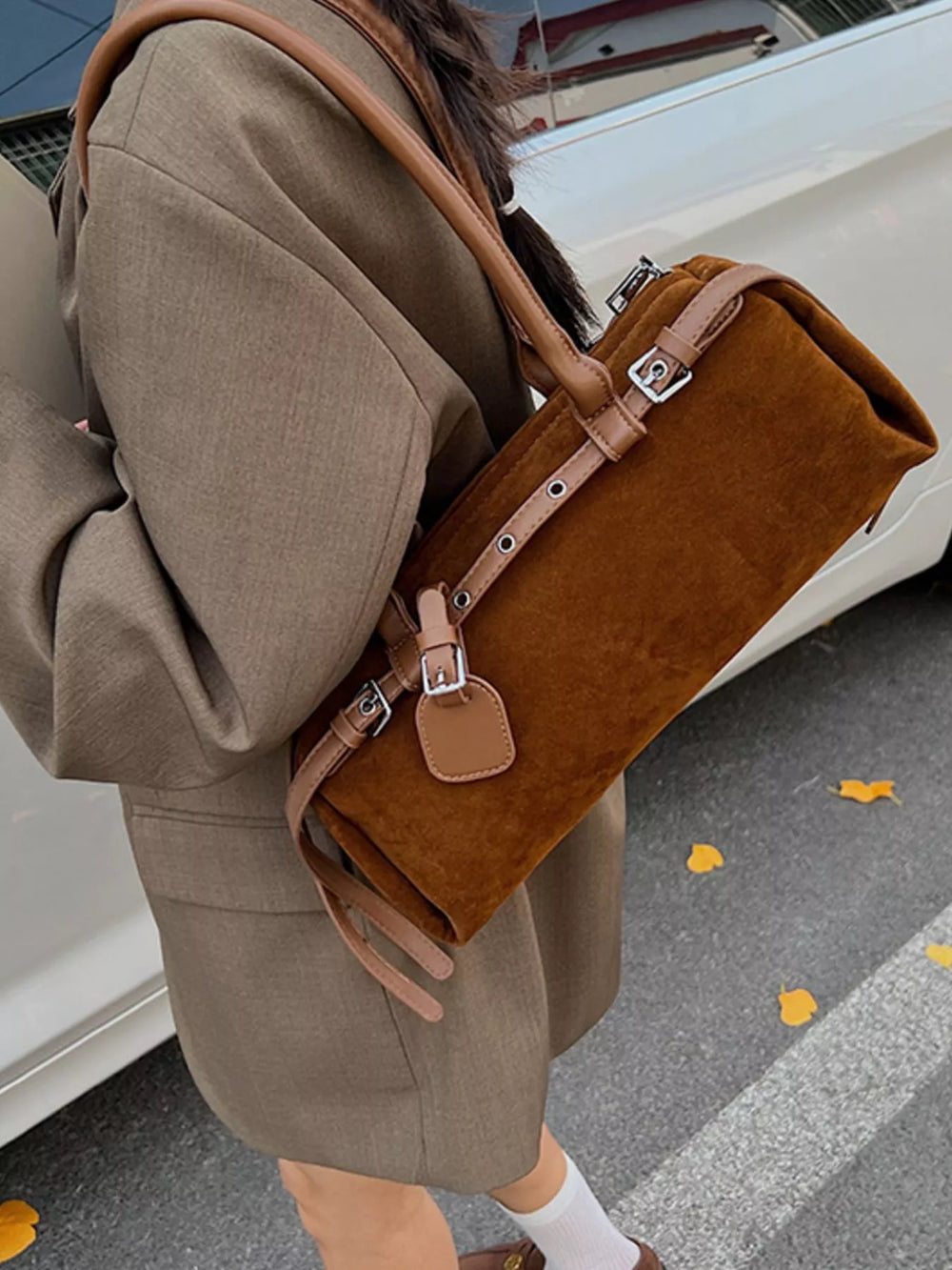 Buckle Decor Shoulder Bag - Trendsi - Flyclothing LLC