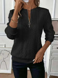 Quarter-Zip Long Sleeve Sweatshirt - Trendsi - Flyclothing LLC