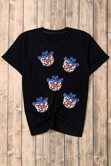 Sequin Round Neck Short Sleeve T-Shirt - Trendsi - Flyclothing LLC