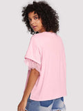 Round Neck Short Sleeve Top - Trendsi - Flyclothing LLC