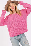 SAGE + FIG Cable-Knit Long Sleeve Sweater - Trendsi - Flyclothing LLC