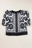 Printed Round Neck Half Sleeve Blouse - Trendsi - Flyclothing LLC