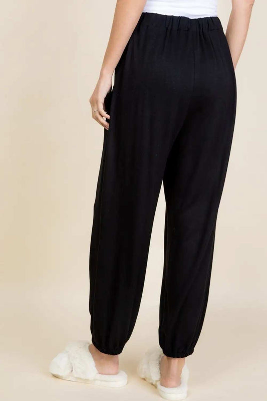 Super Lady Full Size Drawstring Elastic Waist Joggers with Pockets - Trendsi - Flyclothing LLC