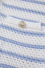 Stripe V Neck Gold Buttons Elegant Sweater Vest - Trendsi - Flyclothing LLC