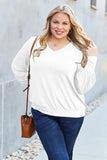 Basic Bae Full Size V-Neck Lantern Sleeve Top - Trendsi - Flyclothing LLC