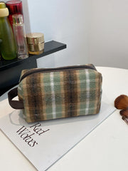 Contrast Plaid Clutch with Zipper - Trendsi