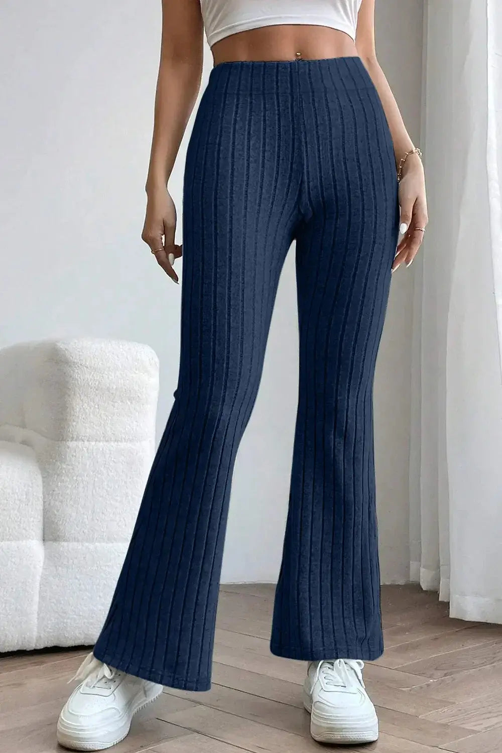 Basic Bae Full Size Ribbed High Waist Flare Pants - ShopBasicbae - Flyclothing LLC