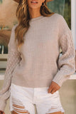 Cable-Knit Round Neck Dropped Shoulder Sweater - Trendsi - Flyclothing LLC