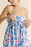 Davi & Dani Tropical Floral Geo Print Tie Back Tube Top Romper - Trendsi