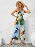 Cutout Printed Wide Strap Jumpsuit - Trendsi - Flyclothing LLC