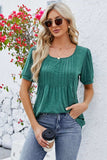 Ruched Scoop Neck Short Sleeve Blouse - Trendsi - Flyclothing LLC