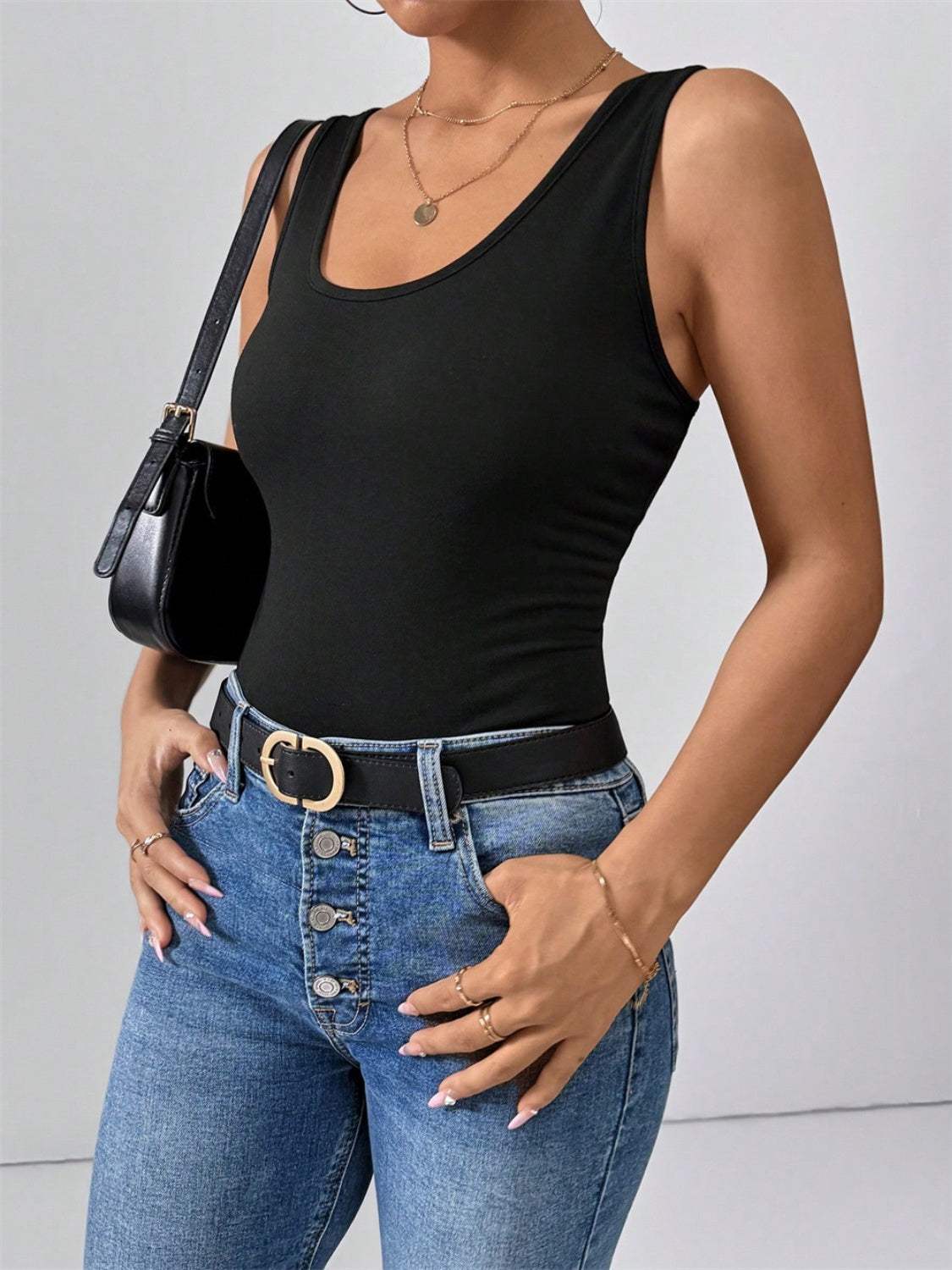 Scoop Neck Wide Strap Tank - Trendsi - Flyclothing LLC