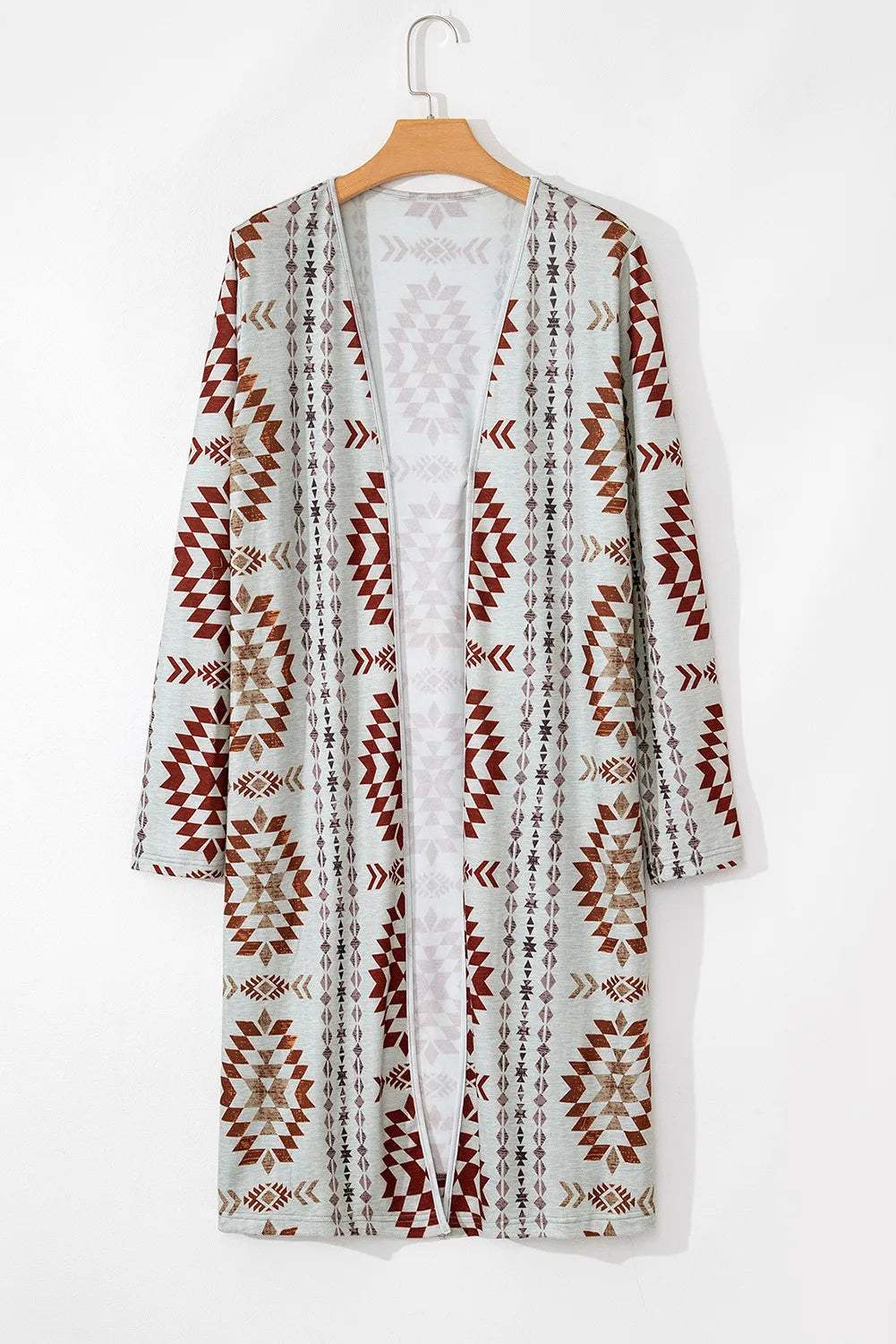 Geometric Open Front Long Sleeve Cover Up - Trendsi - Flyclothing LLC
