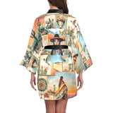 Baha Ranch Colores de Mexico Pictures of the Southwest Satin Kimono Sleeve Robe