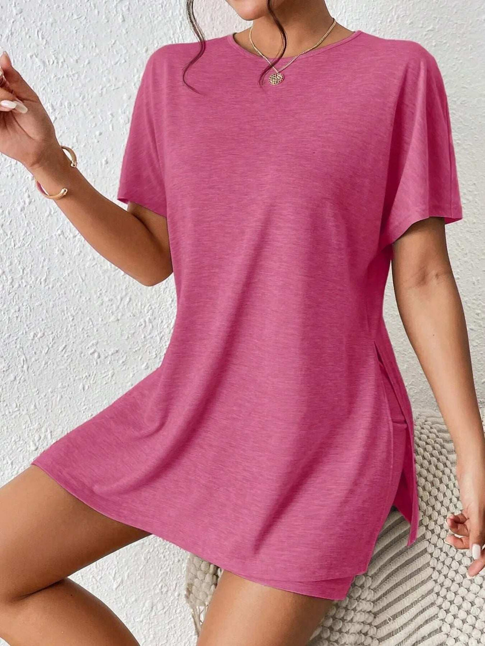 Casual Round Neck T-Shirt and Shorts Set - Trendsi - Flyclothing LLC