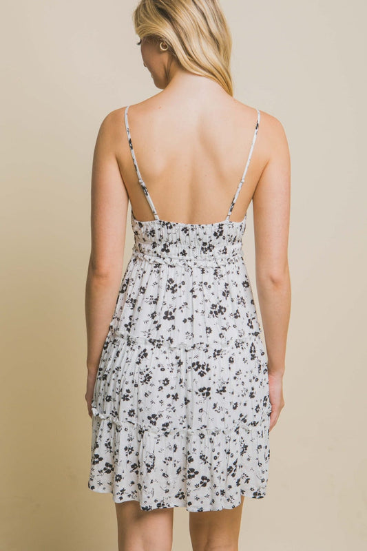 Love Tree Floral Tiered Cami Mini Dress - Trendsi
