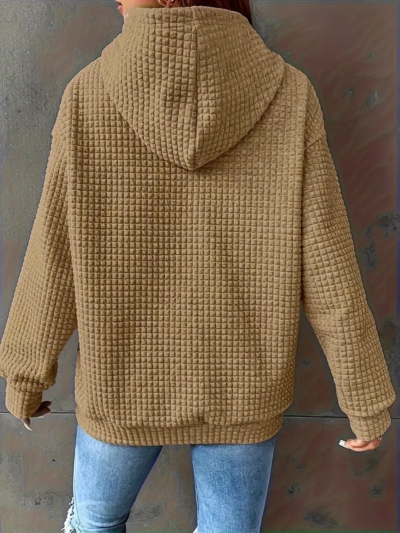 Textured Knit Drawstring Hoodie - Trendsi - Flyclothing LLC
