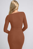 Basic Bae Built-In Shapewear Square Neck Long Sleeve Maxi Dress - ShopBasicbae - Flyclothing LLC