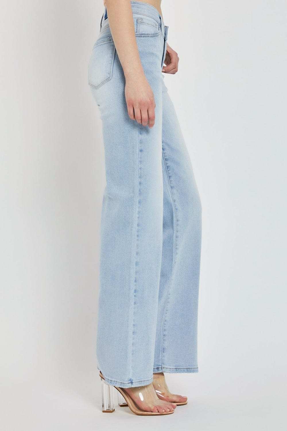 RISEN Full Size Wide Leg V Dipped Front Waist Jeans - Trendsi - Flyclothing LLC