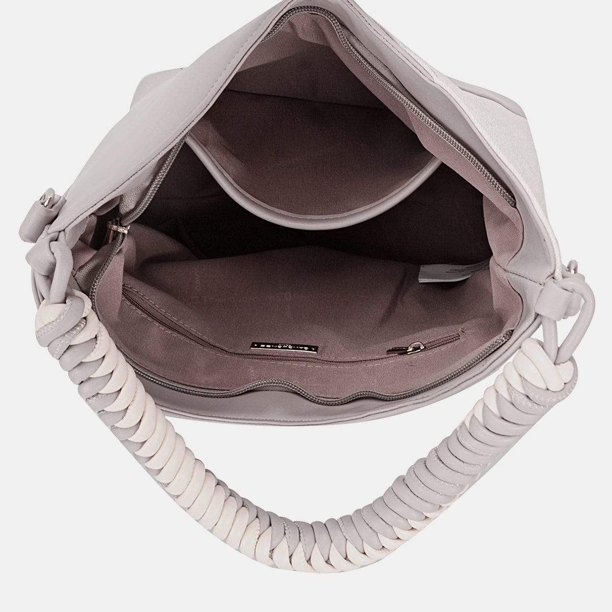 David Jones Woven Handle PU Leather Handbag - Trendsi - Flyclothing LLC