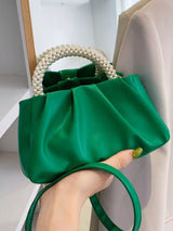 Pearl Handle Ruched Crossbody Bag - Trendsi - Flyclothing LLC