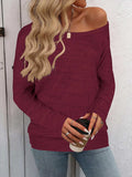 Full Size Heathered Long Sleeve Top - Trendsi - Flyclothing LLC