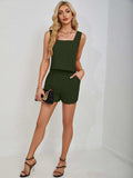Square Neck Wide Strap Tank and Shorts Set - Trendsi - Flyclothing LLC