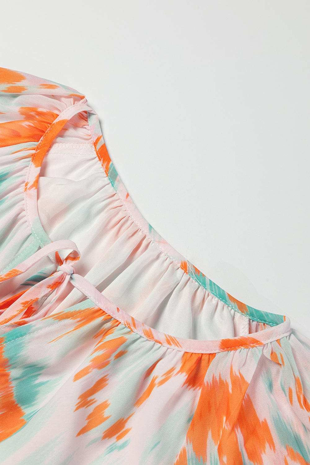 Printed Tie Neck Long Sleeve Blouse - Trendsi - Flyclothing LLC