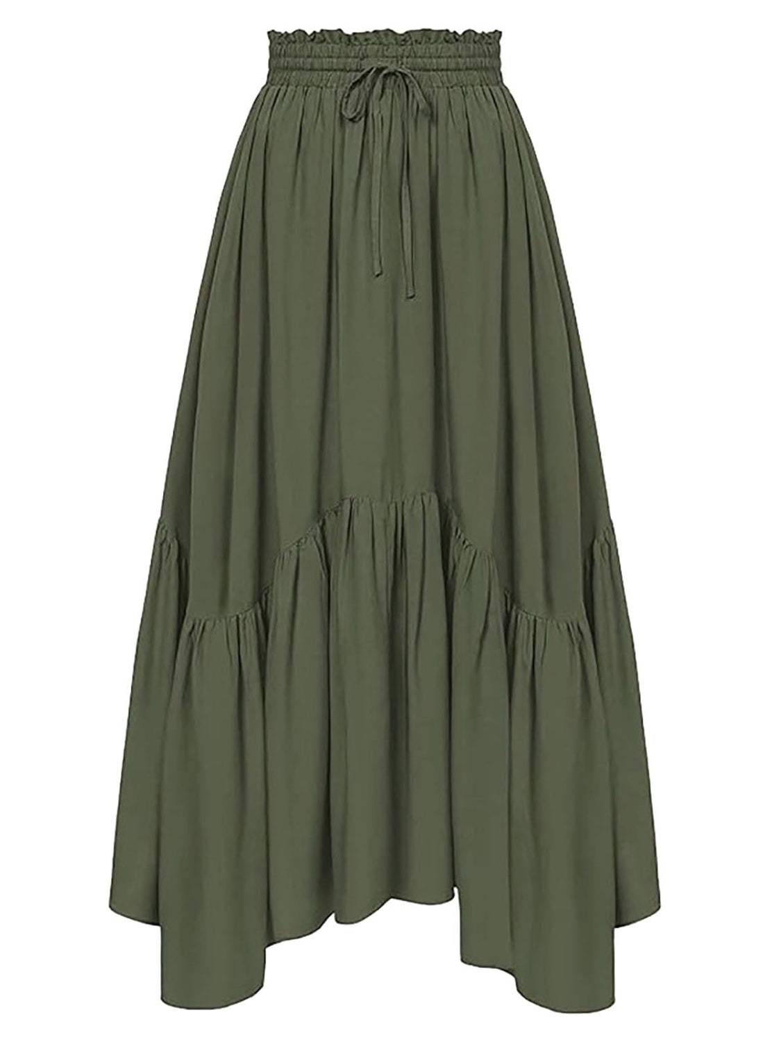 Smocked Waist Band Ruched Layered Skirt - Trendsi - Flyclothing LLC