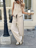 Casual Contrast Trim Tank and Wide Leg Pants Set - Trendsi - Flyclothing LLC