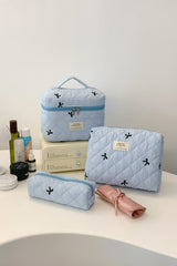 3 Piece Bow Quilted Cloth Storage Bag Set - Trendsi