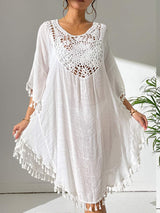 Tassel Cutout Scoop Neck Cover-Up Dress - Trendsi - Flyclothing LLC