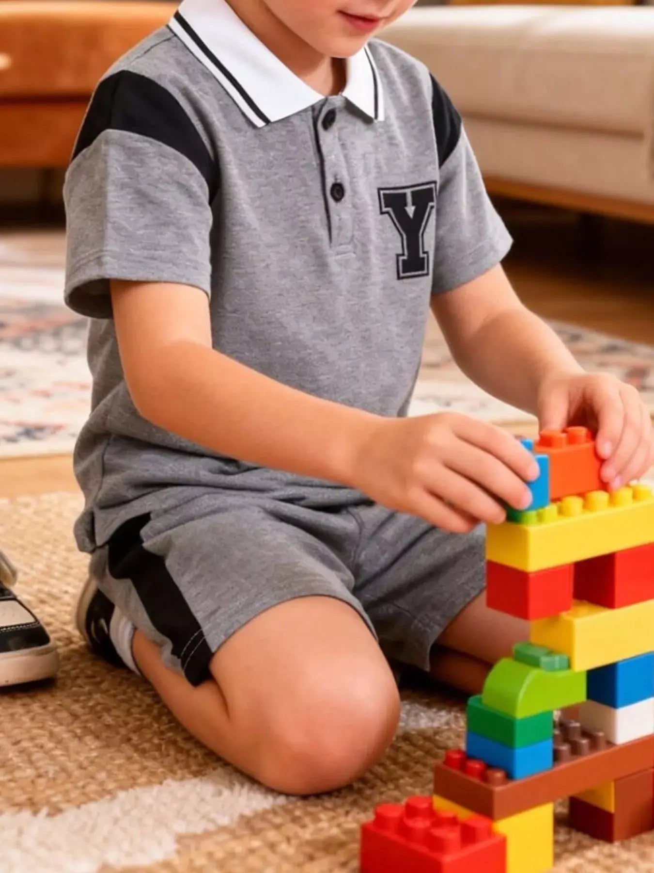 Children's Casual Short Sleeve Polo & Shorts Set - Trendsi - Flyclothing LLC