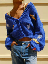 Embroidered Button Up Cardigan - Trendsi - Flyclothing LLC
