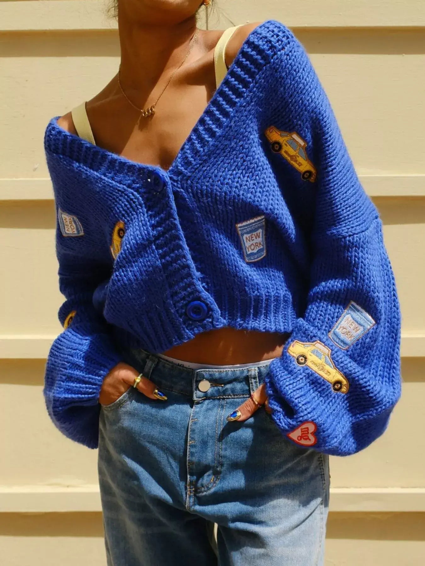 Embroidered Button Up Cardigan - Trendsi - Flyclothing LLC
