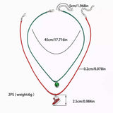 2 Piece Christmas Themed Pendant Necklace - Trendsi - Flyclothing LLC