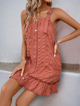 Perfee Texture Square Neck Wide Strap Mini Dress - Trendsi - Flyclothing LLC